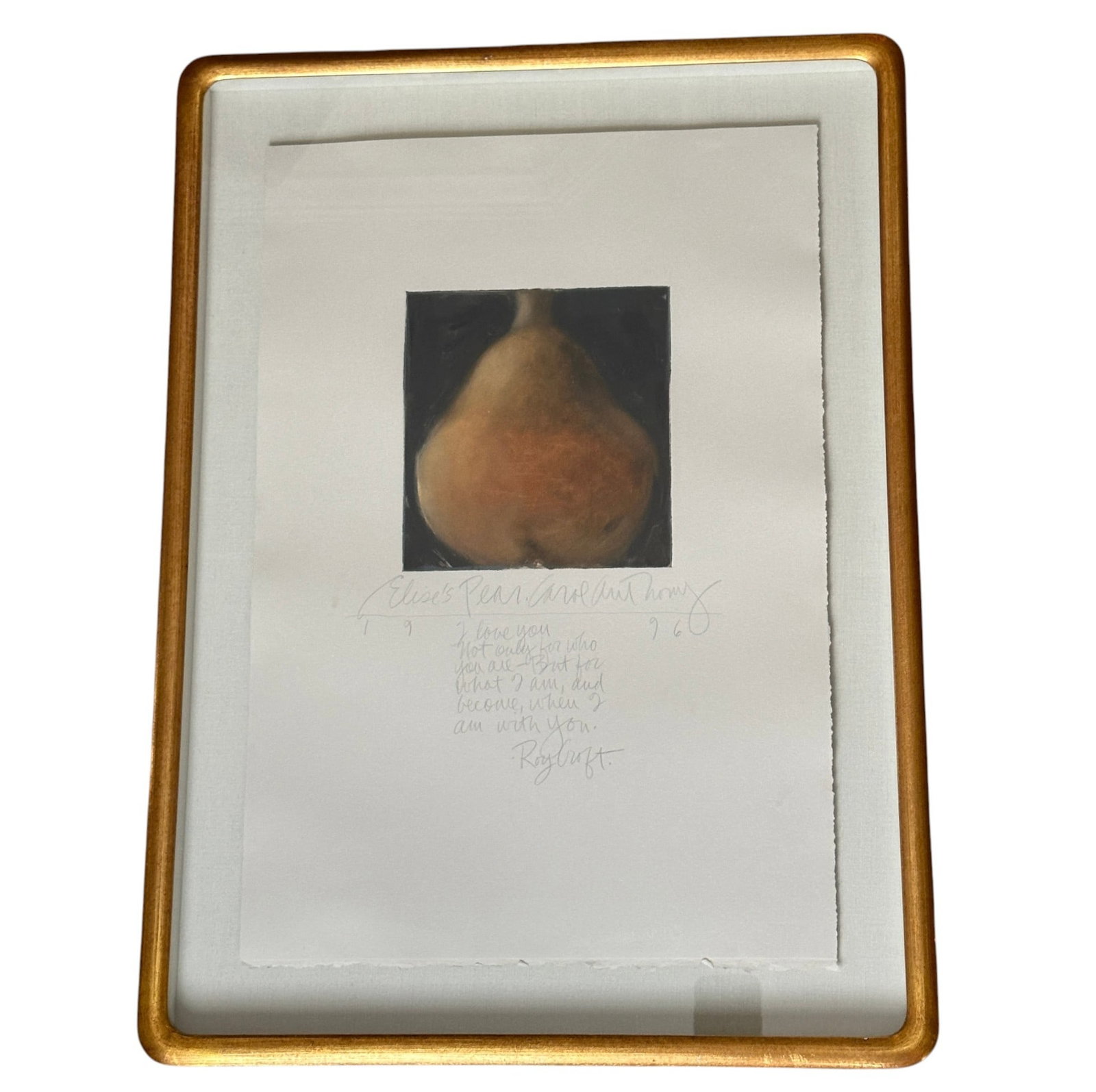 Carol Anthony 1996 "Elise's Pear" with Hand Written Poem (1 of 8)