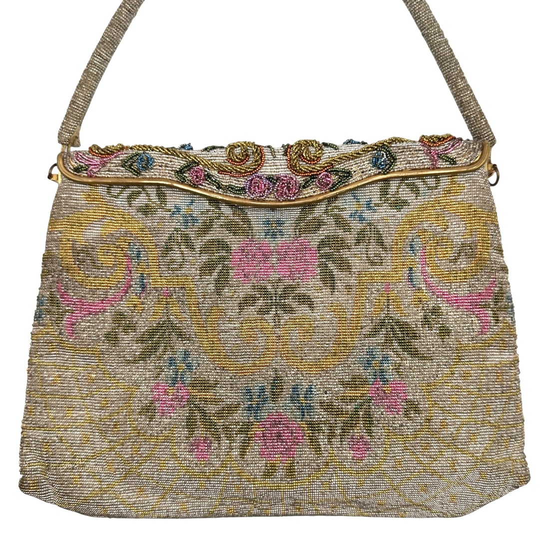 Vintage Sagil Paris Micro Beaded Evening Bag: Please review photos for more details as they are a part of the description. Item is being sold as found from an estate collection and may show signs of age, use, wear, imperfections, or surface varia