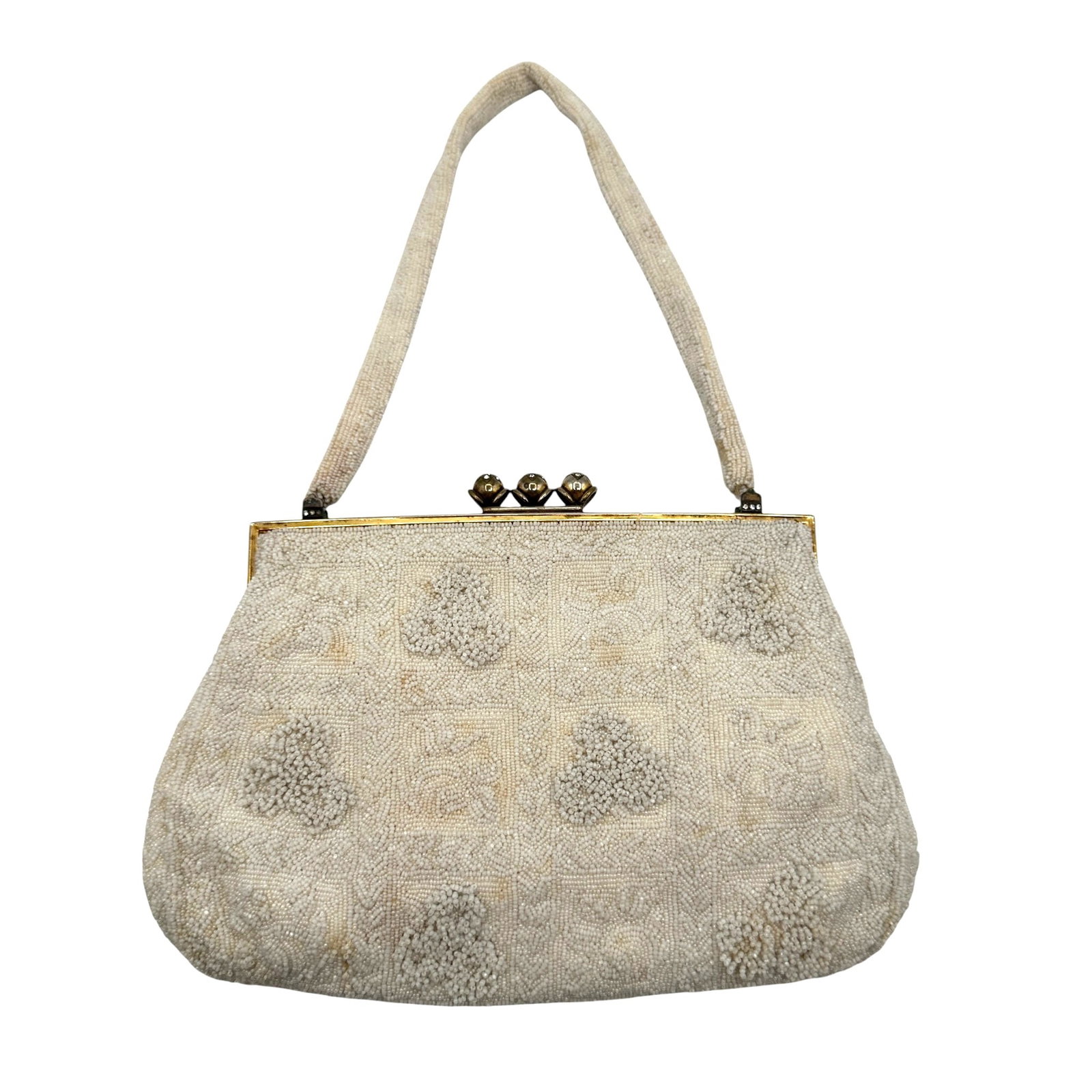 Hand Made in Paris Vintage Beaded Evening Bag with Satin Lining and Mirror (1 of 20)