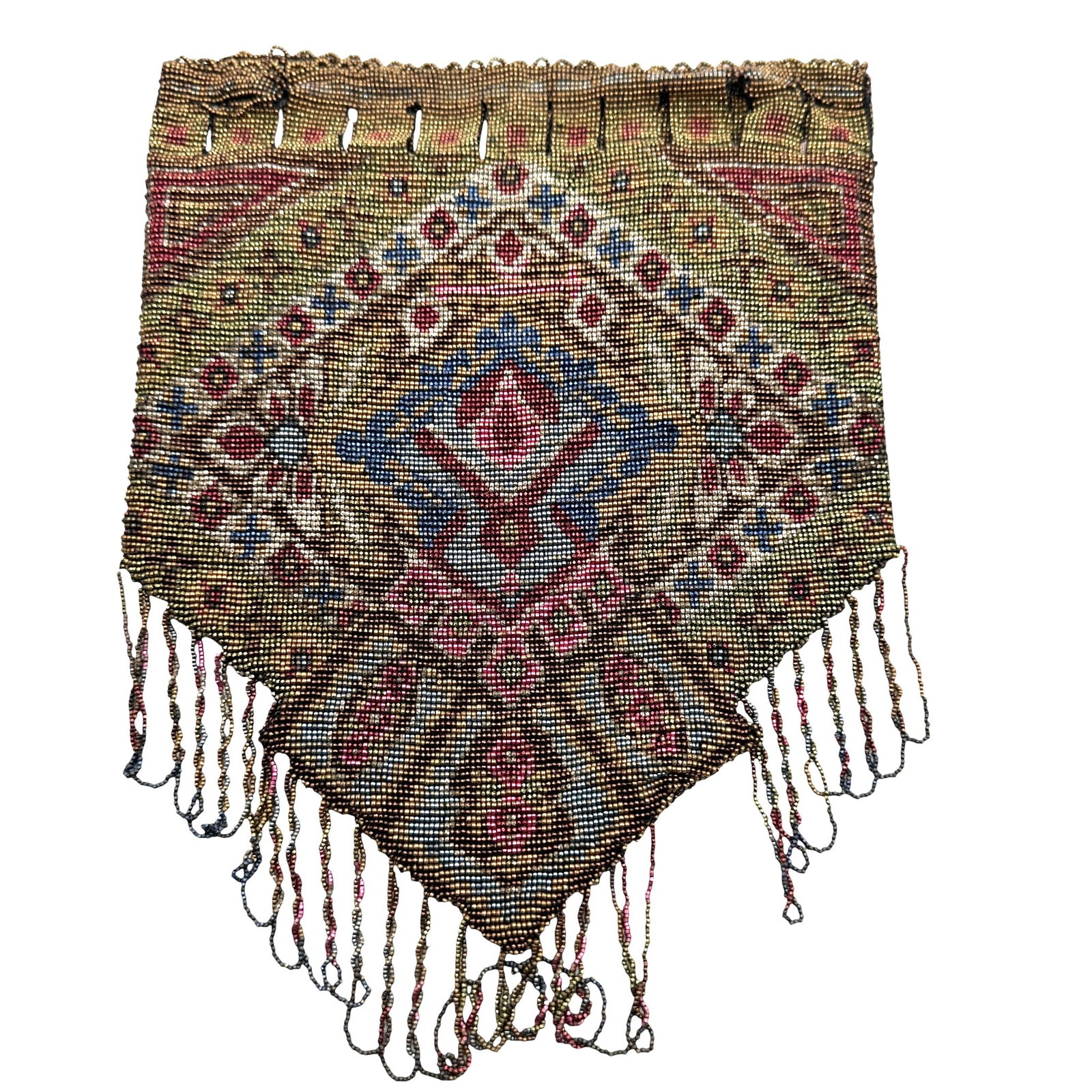 Antique Art Deco Metallic Bead Drawstring Bag: Please review photos for more details as they are a part of the description. Item is being sold as found from an estate collection and may show signs of age, use, wear, imperfections, or surface varia