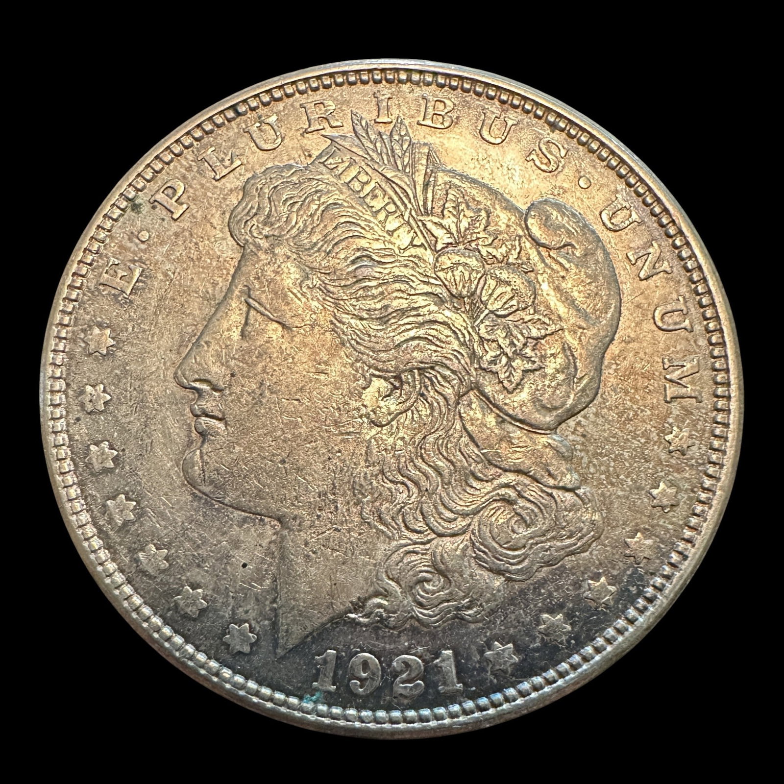 1921 D Morgan Silver Dollar: Please review photos for more details as they are a part of the description. Item is being sold as found from an estate collection and may show signs of age, use, wear, imperfections, or surface