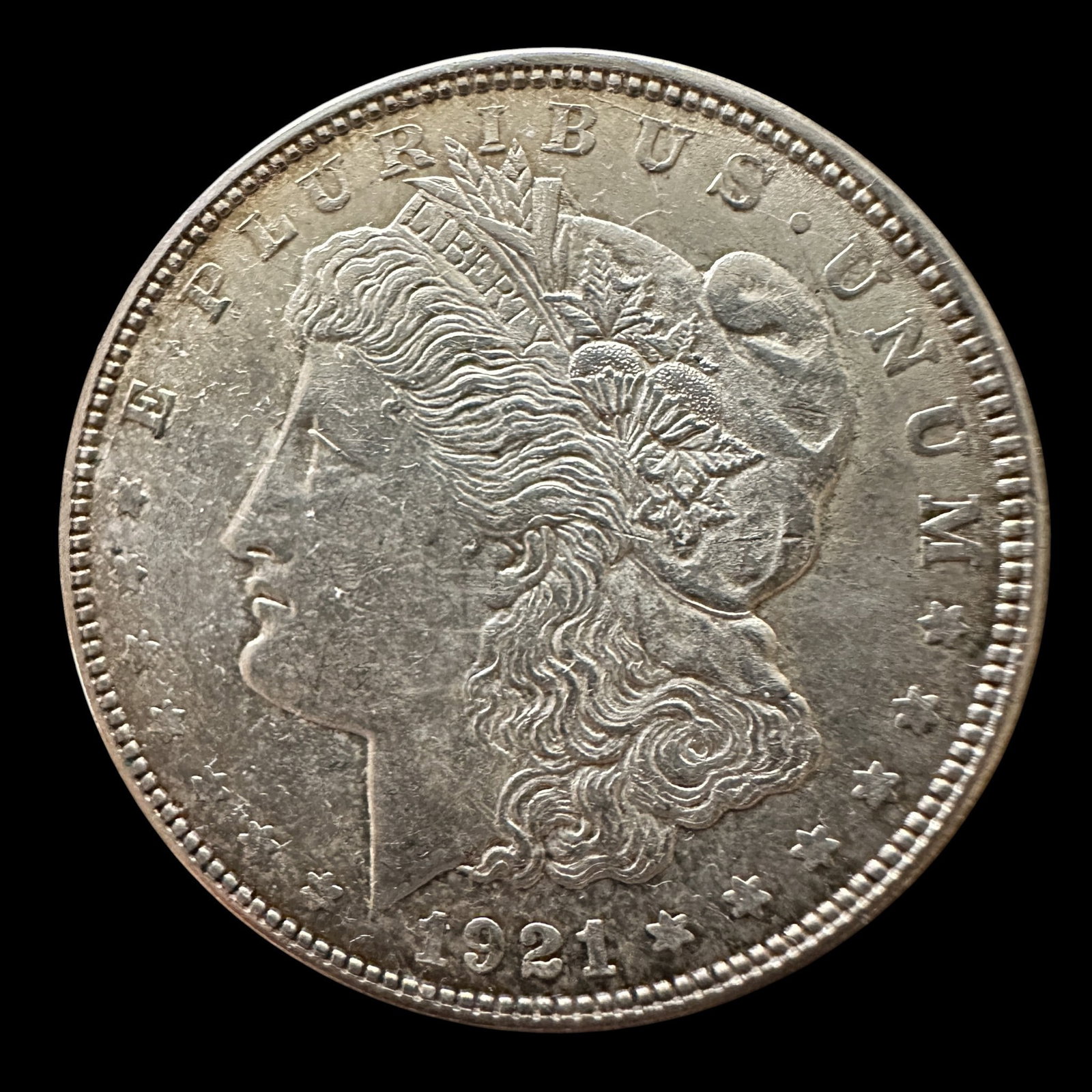 1921 D Morgan Silver Dollar: Please review photos for more details as they are a part of the description. Item is being sold as found from an estate collection and may show signs of age, use, wear, imperfections, or surface