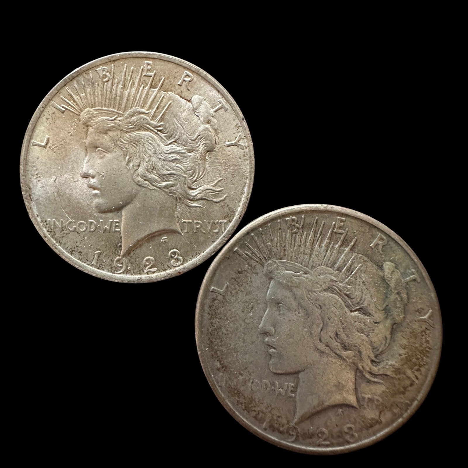 Two 1923 Peace Silver Dollars