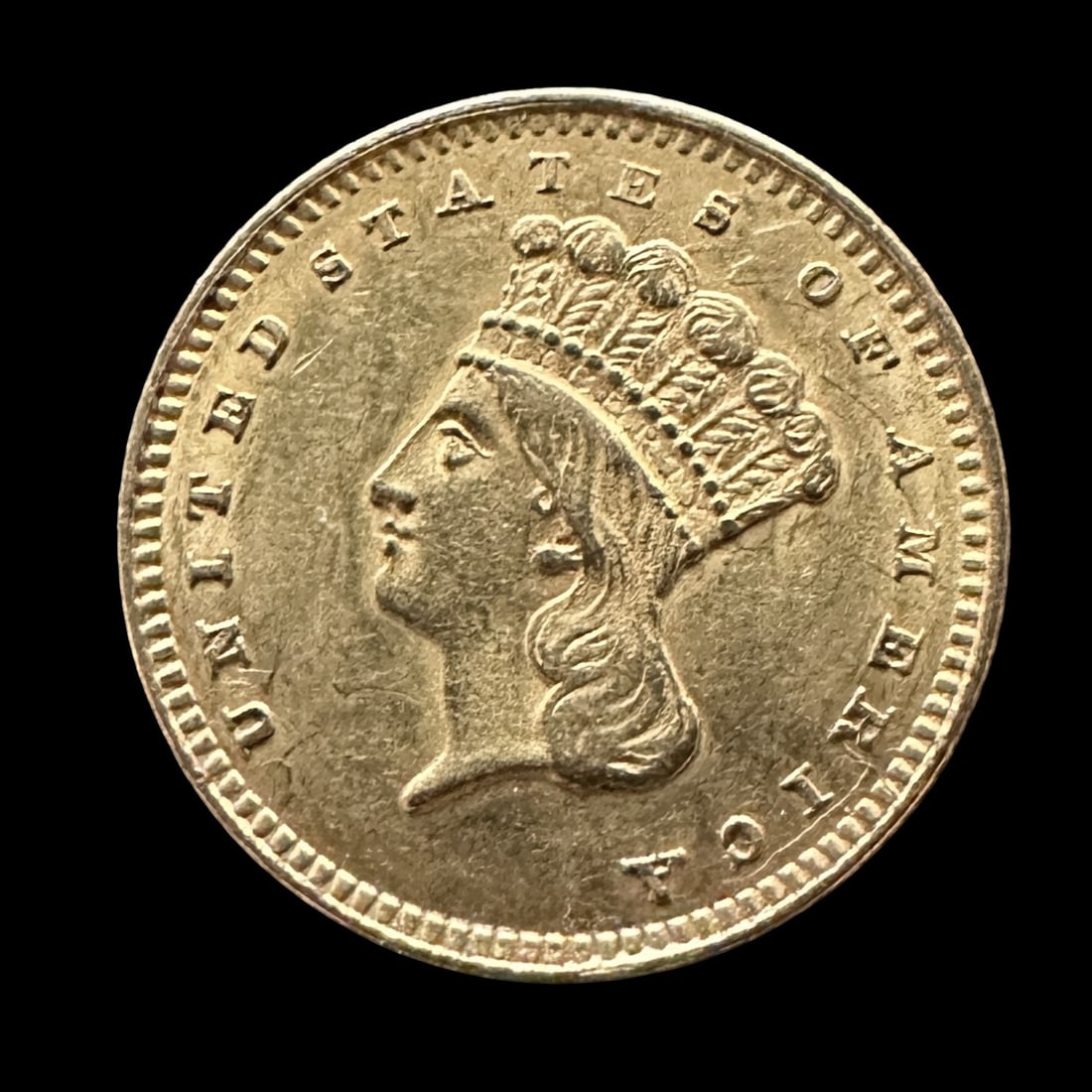 1857 One Dollar Gold Coin: Please review photos for more details as they are a part of the description. Item is being sold as found from an estate collection and may show signs of age, use, wear, imperfections, or surface