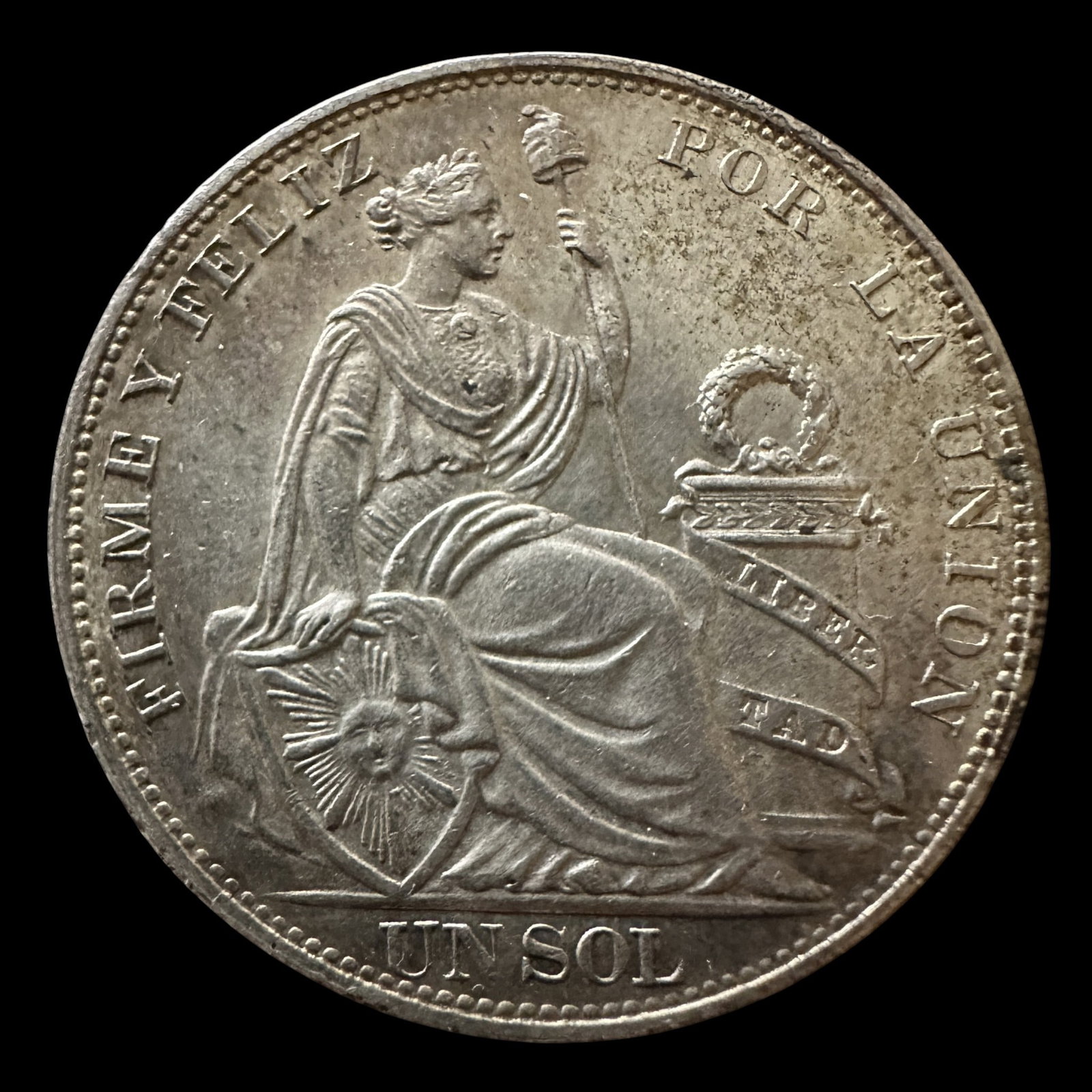 1897 Peruvian Un Sol Silver Coin: Please review photos for more details as they are a part of the description. Item is being sold as found from an estate collection and may show signs of age, use, wear, imperfections, or surface