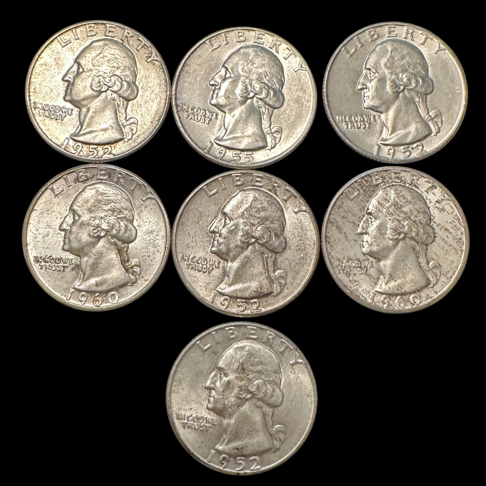 Nice Lot of Seven Pre-1964 90% Silver Quarters (1 of 16)