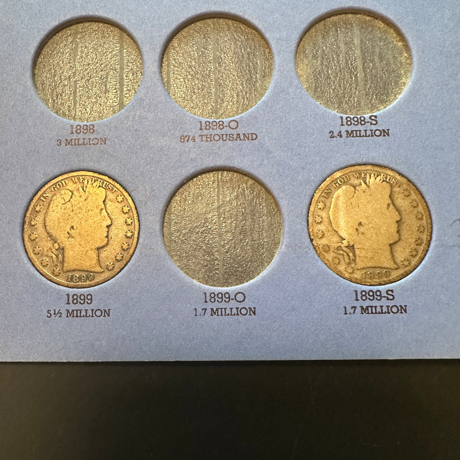 Partial Book with 9 Barber Half Dollars - 3
