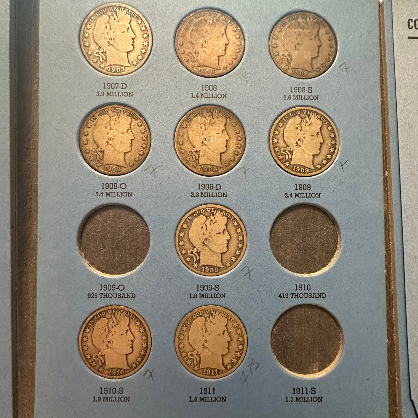 Partial Book with 22 Barber Half Dollars - 3