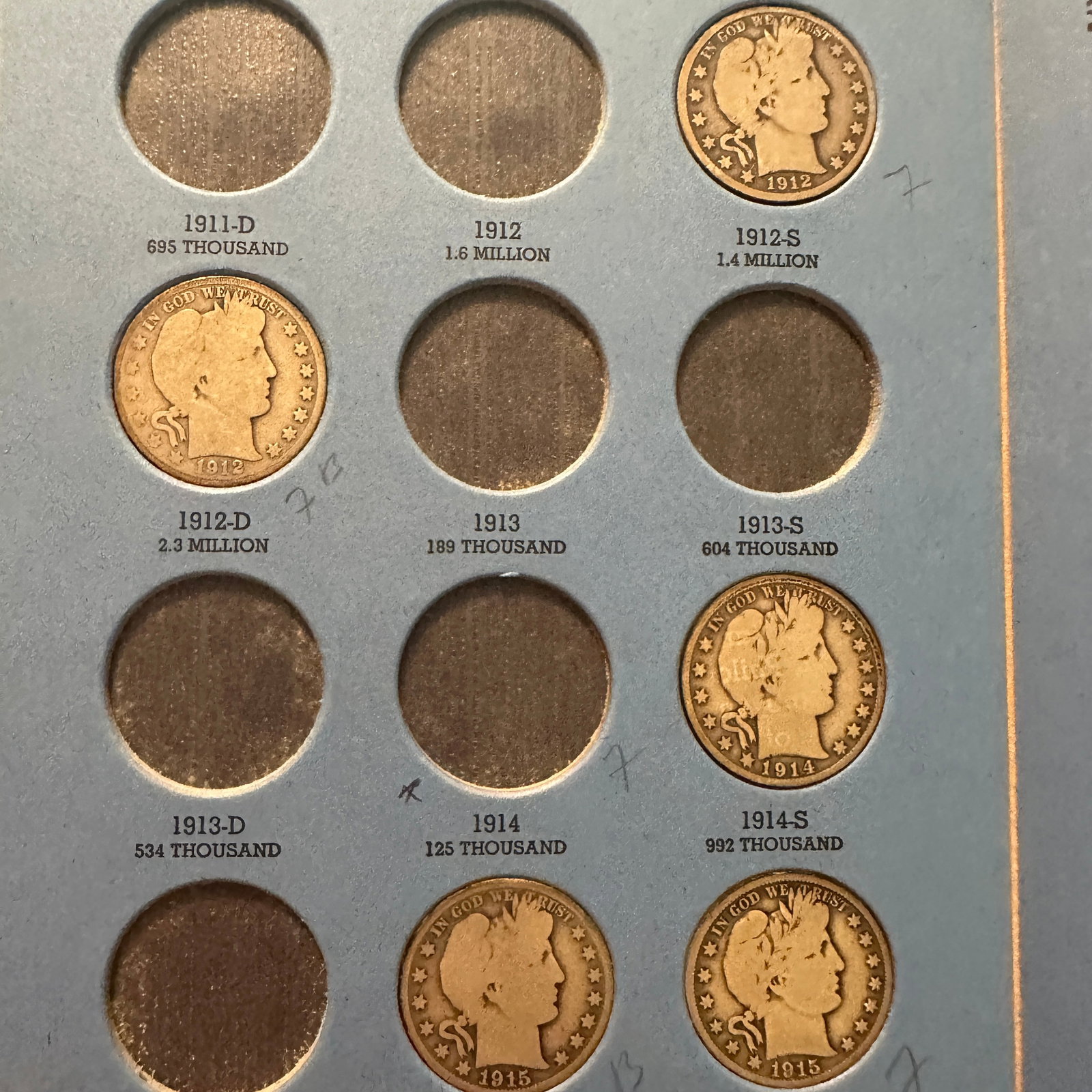Partial Book with 22 Barber Half Dollars - 4