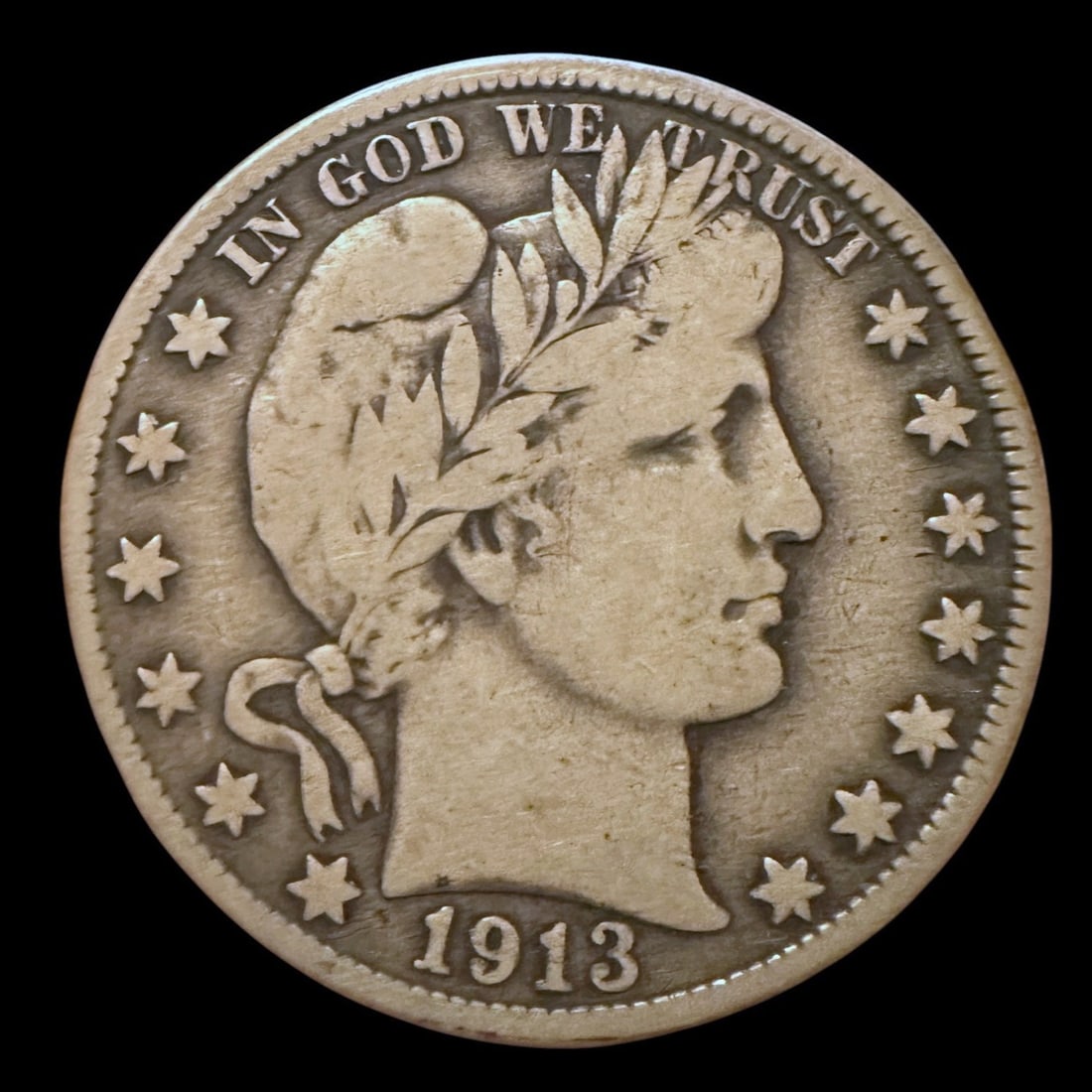 1913 D Barber Half Dollar: Please review photos for more details as they are a part of the description. Item is being sold as found from an estate collection and may show signs of age, use, wear, imperfections, or surface