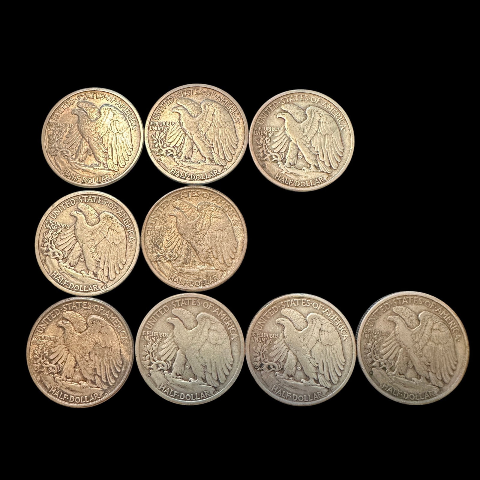 9 Walking Liberty Half Dollars - 7