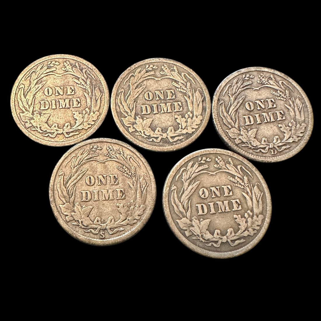 5 Barber Dimes - 5