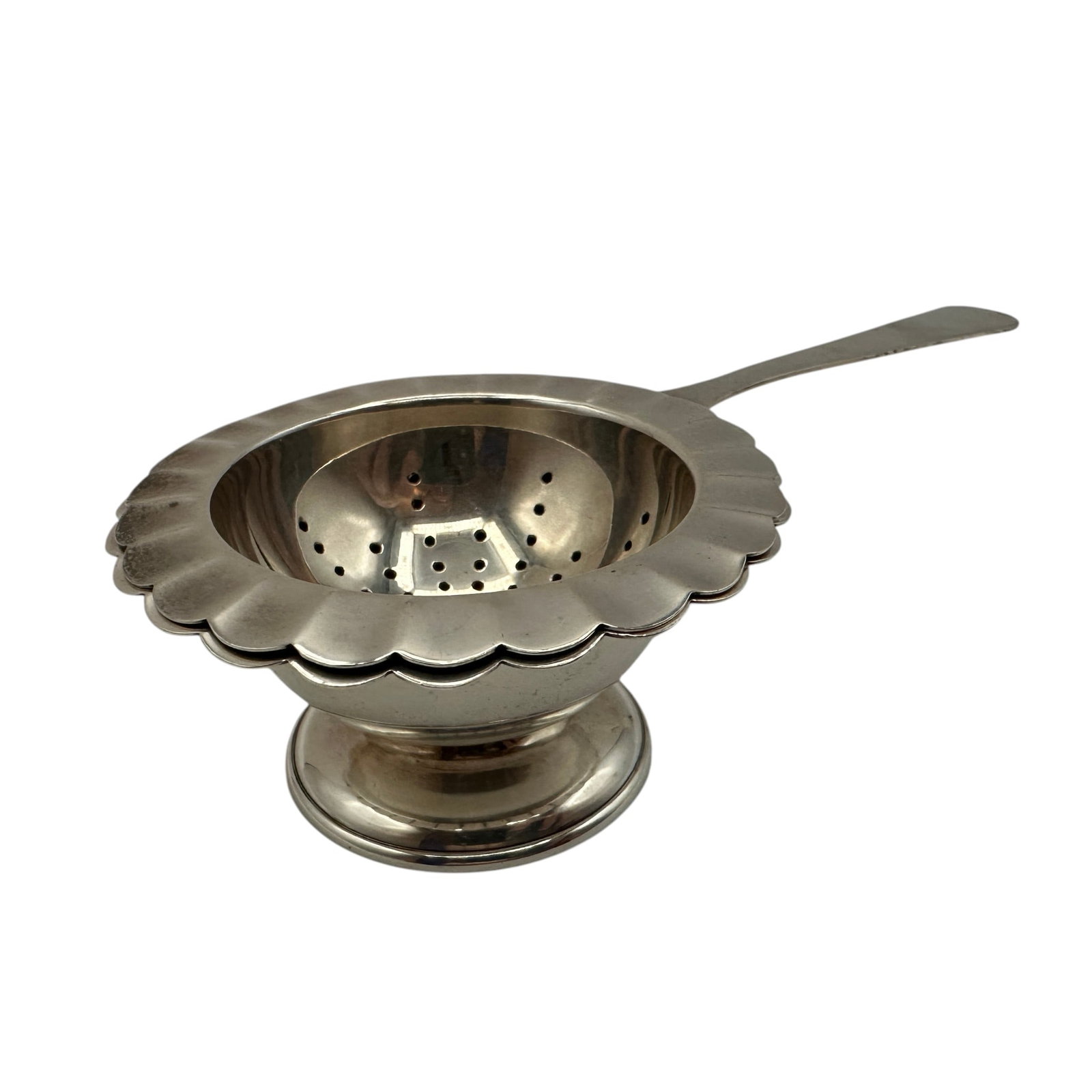 Japanese 950 Silver Tea Strainer with Base - 10