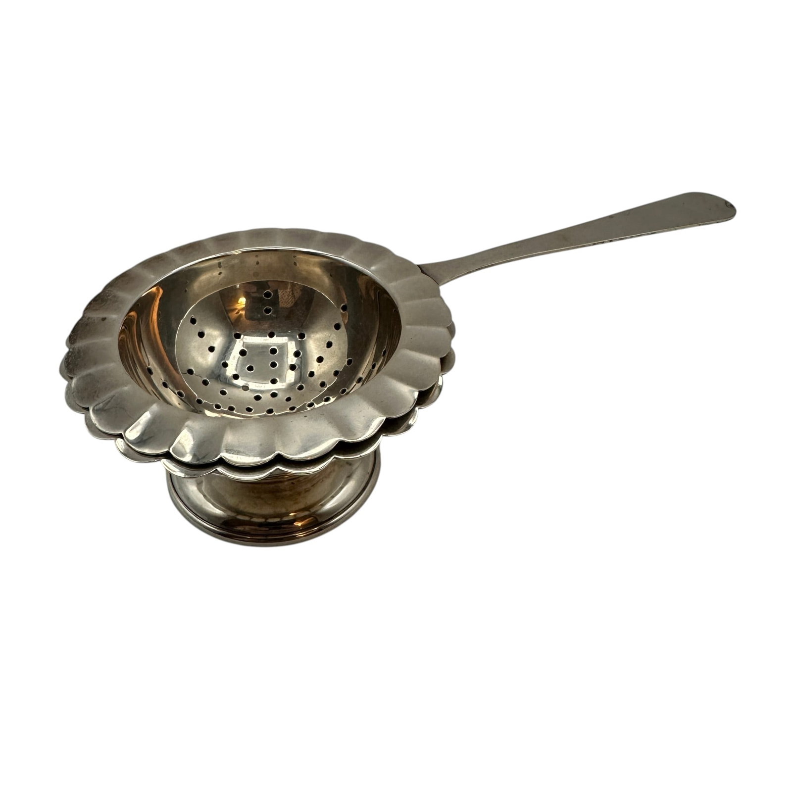 Japanese 950 Silver Tea Strainer with Base - 2