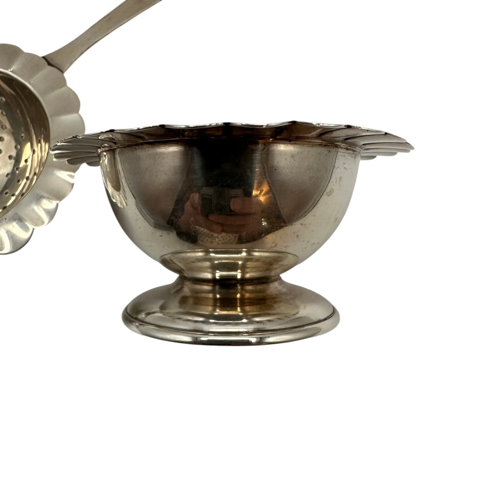 Japanese 950 Silver Tea Strainer with Base - 3