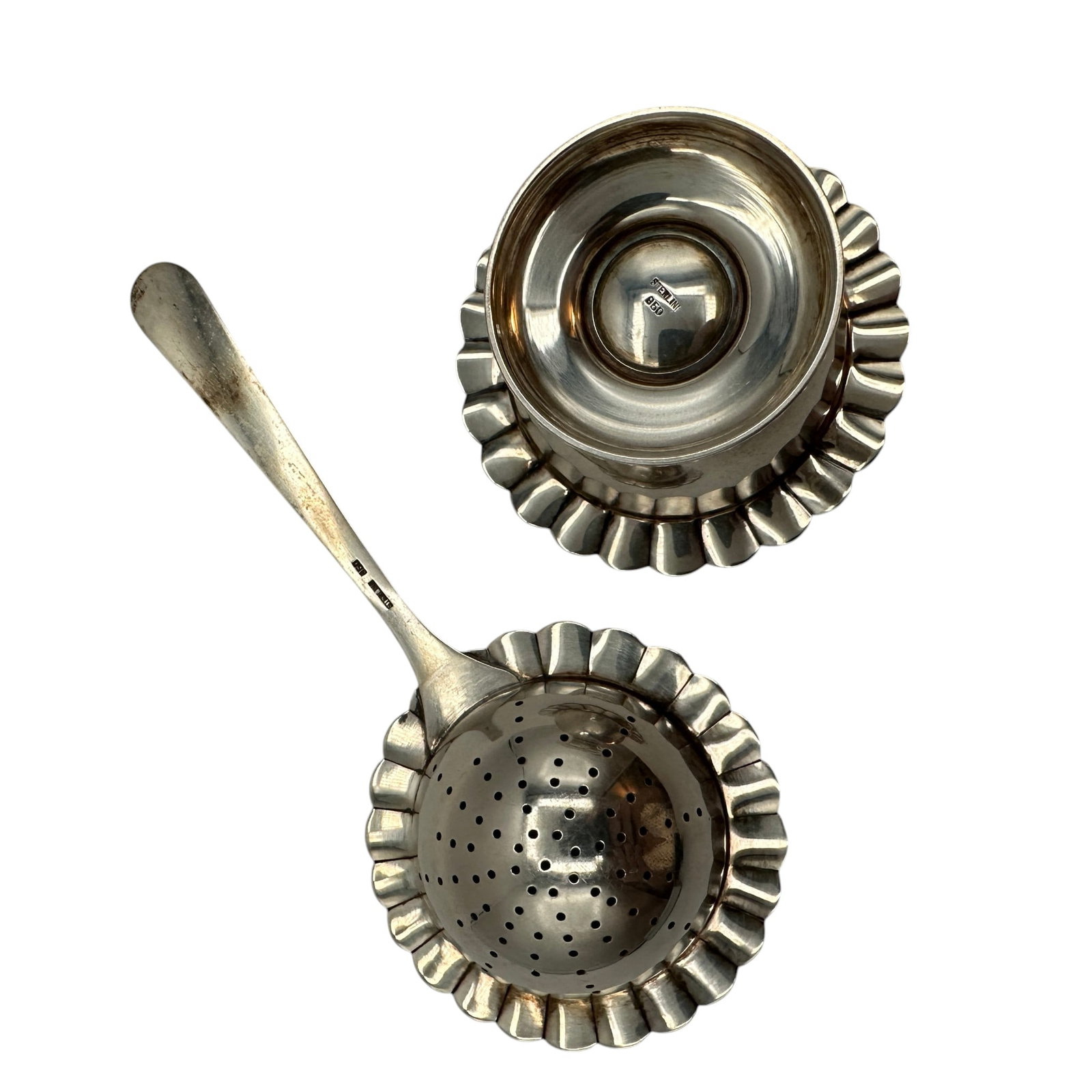 Japanese 950 Silver Tea Strainer with Base - 7