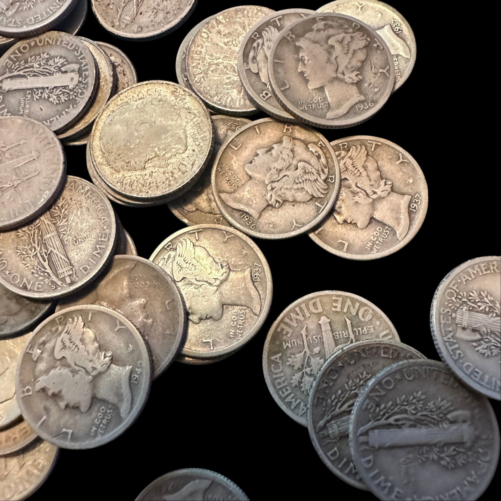 77 Assorted 90% Silver Dimes - 3