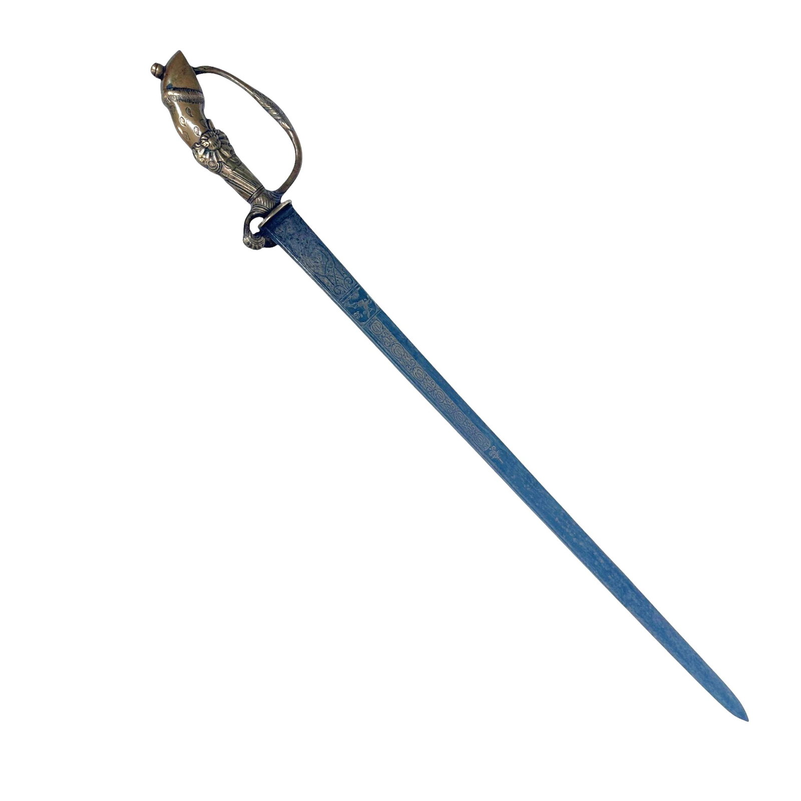 Antique European Hanger Sword: Measures 27" from end to end. Blade shows corrosion. Please review photos for more details as they are a part of the description. Item is being sold as found from an estate collection and may show