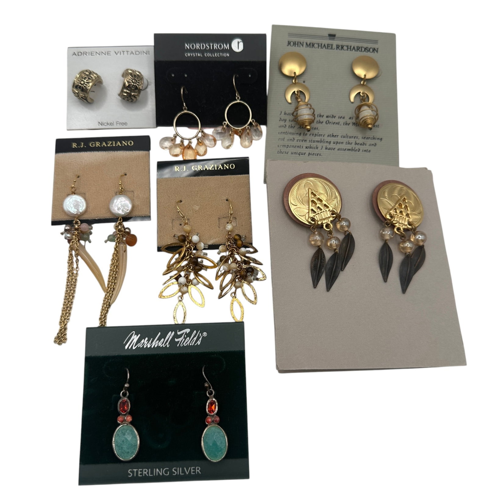 Vintage Designer Earring Lot: Please review photos for more details as they are a part of the description. Item is being sold as found from an estate collection and may show signs of age, use, wear, imperfections, or surface varia