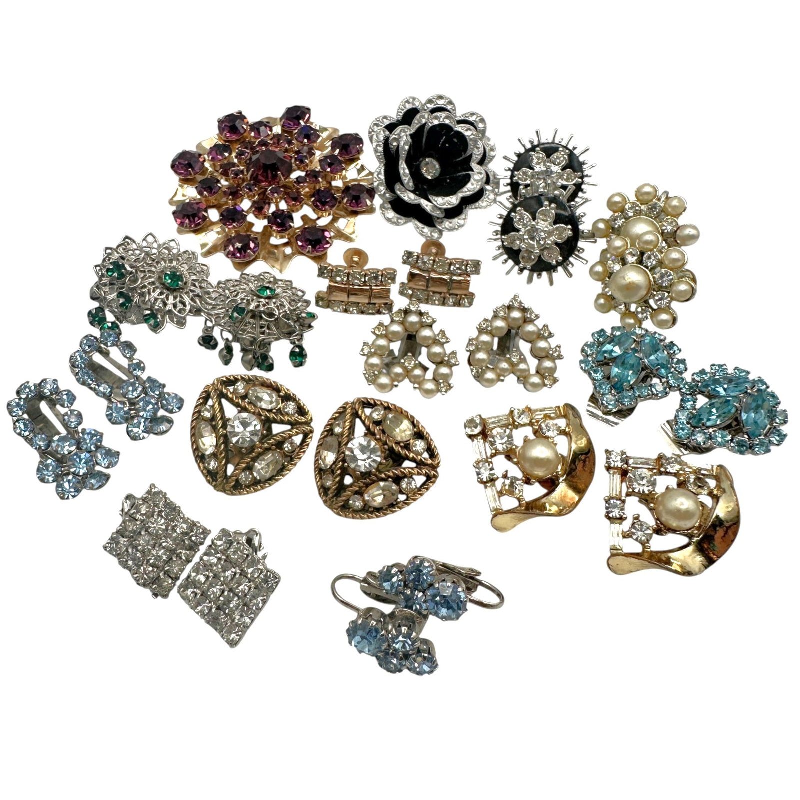 Lot of Rhinestone and Faux Pearl Vintage Jewelry