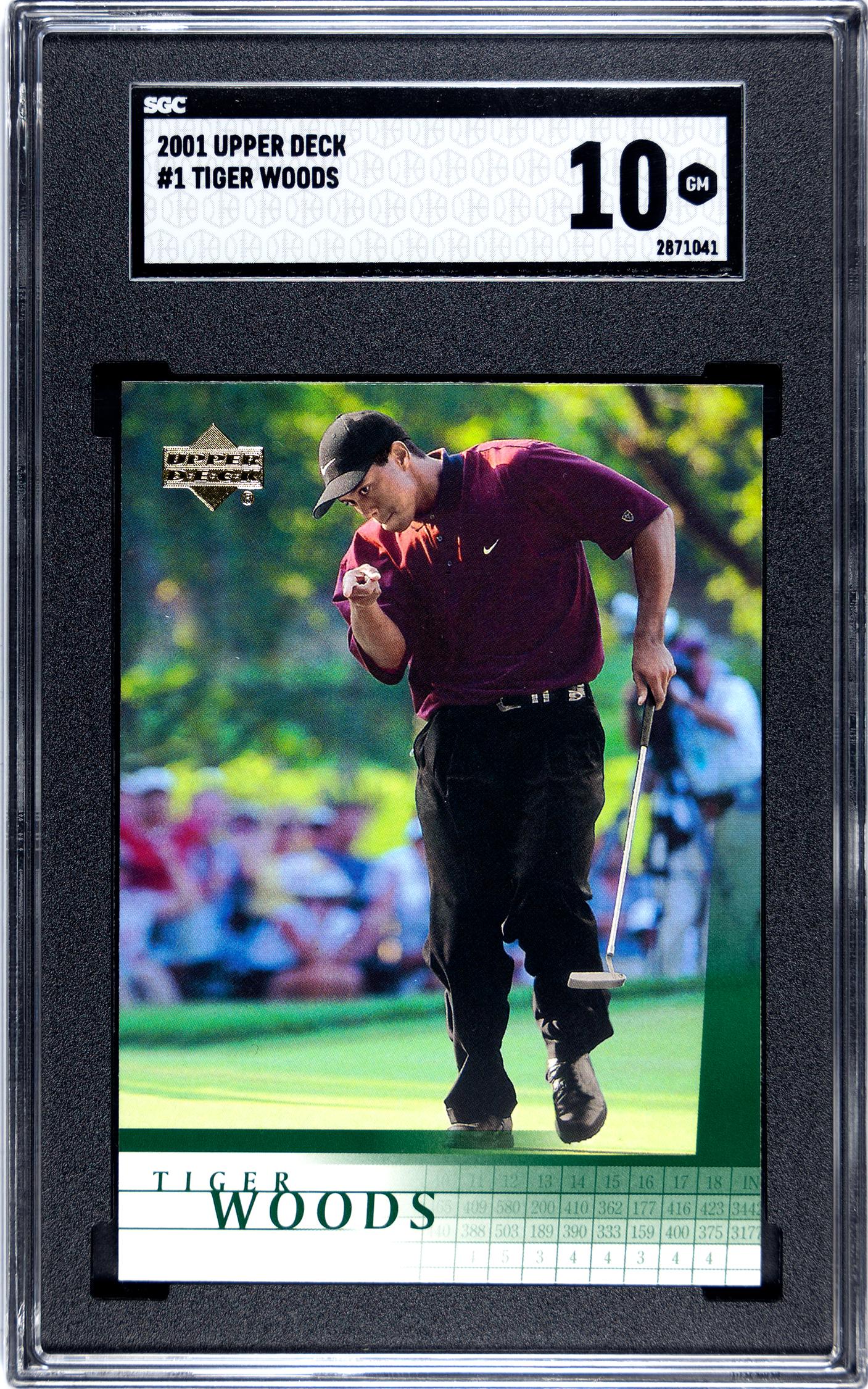 2001 Upper Deck #1 Tiger Woods Rookie SGC 10 (1 of 2)