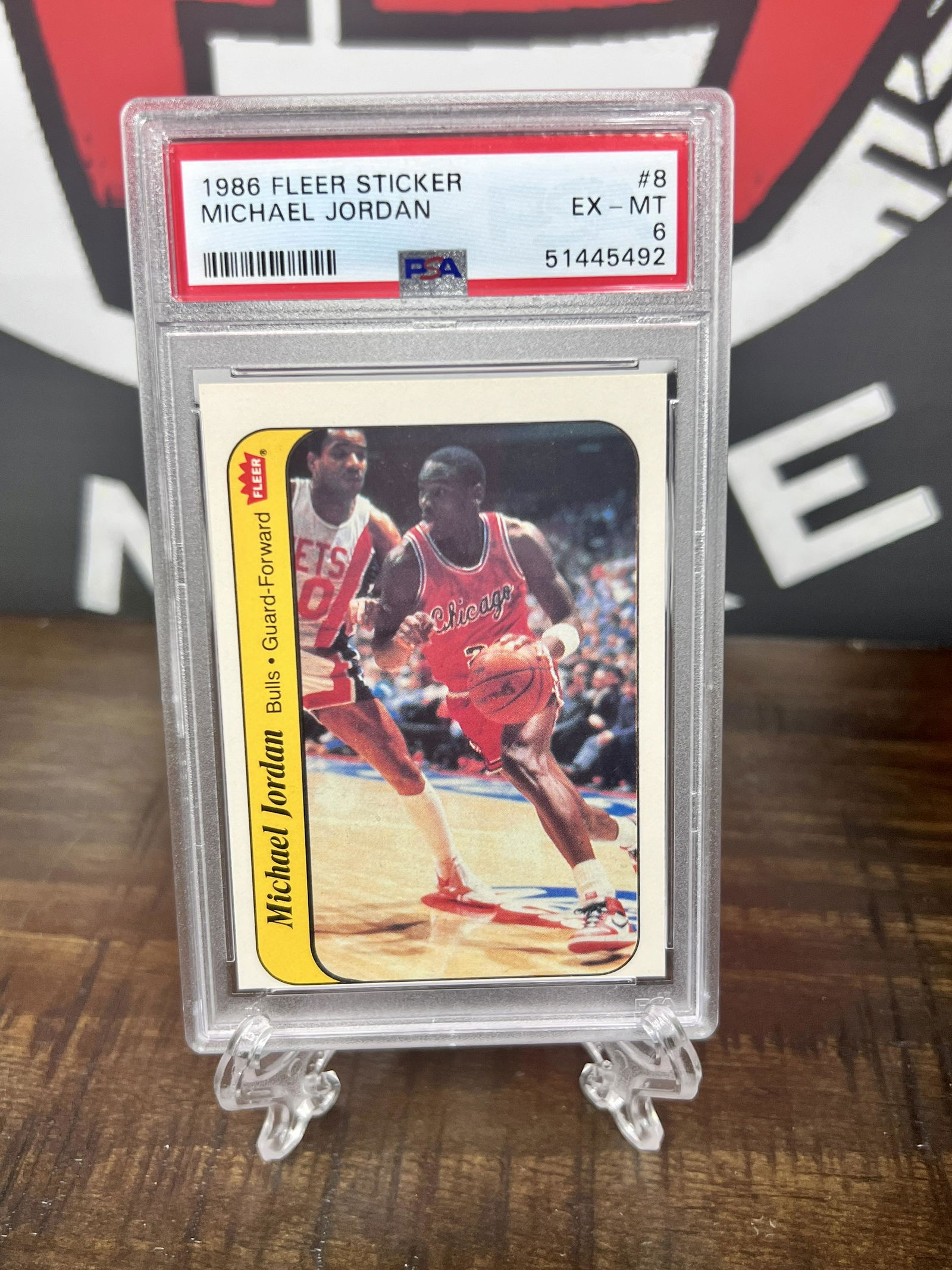 1986 Fleer Sticker #8 Michael Jordan Rookie PSA 6 (1 of 2)