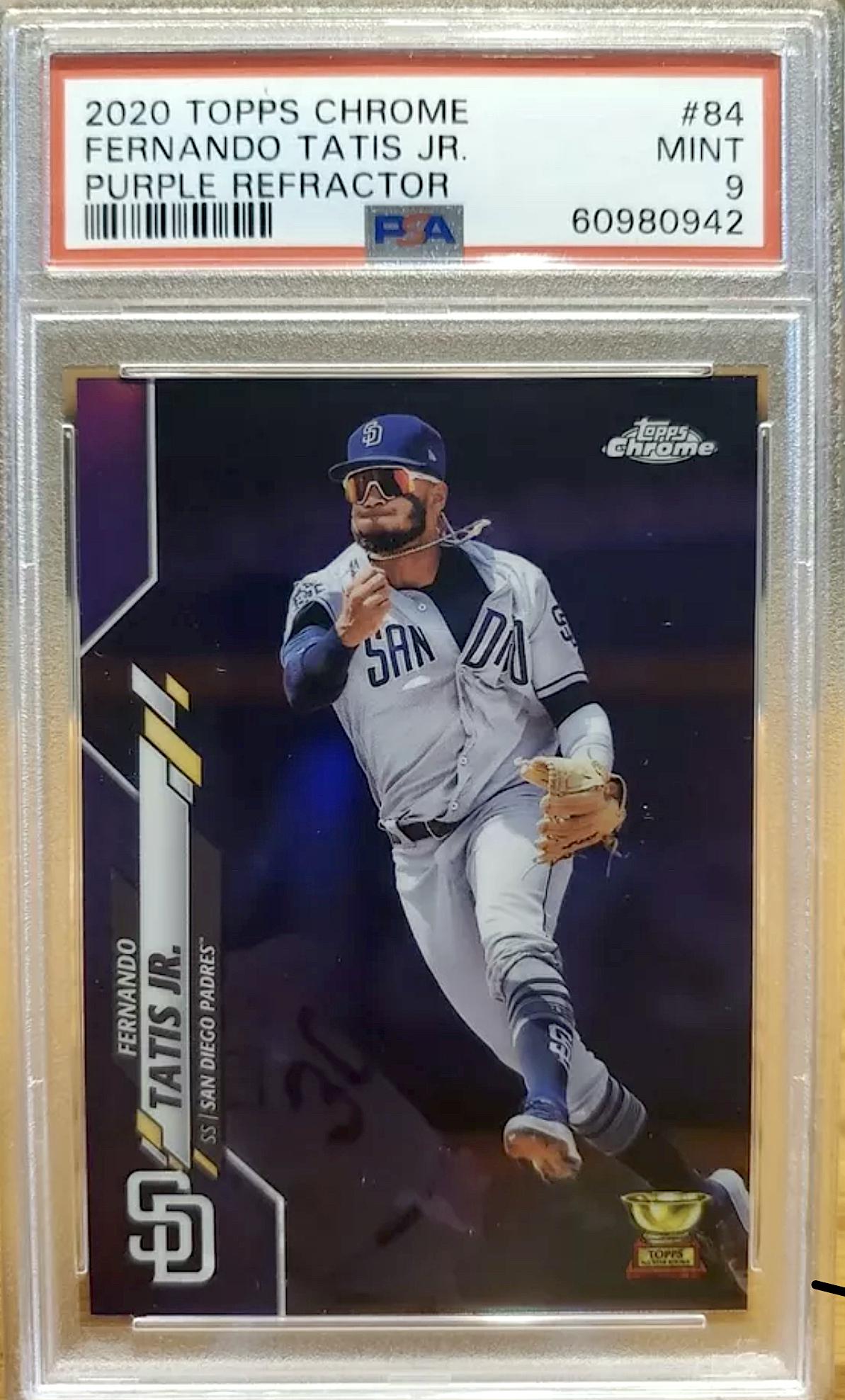 2020 Topps Chrome #84 Fernando Tatis Jr. Purple Refractor Rookie PSA 9 (1 of 2)
