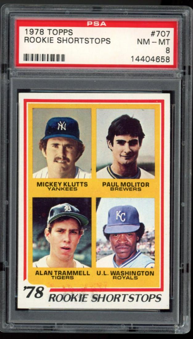 1978 Topps #707 Rookie Shortstops Paul Molitor / Alan Trammell Rookie PSA 8 NM-MT (1 of 2)