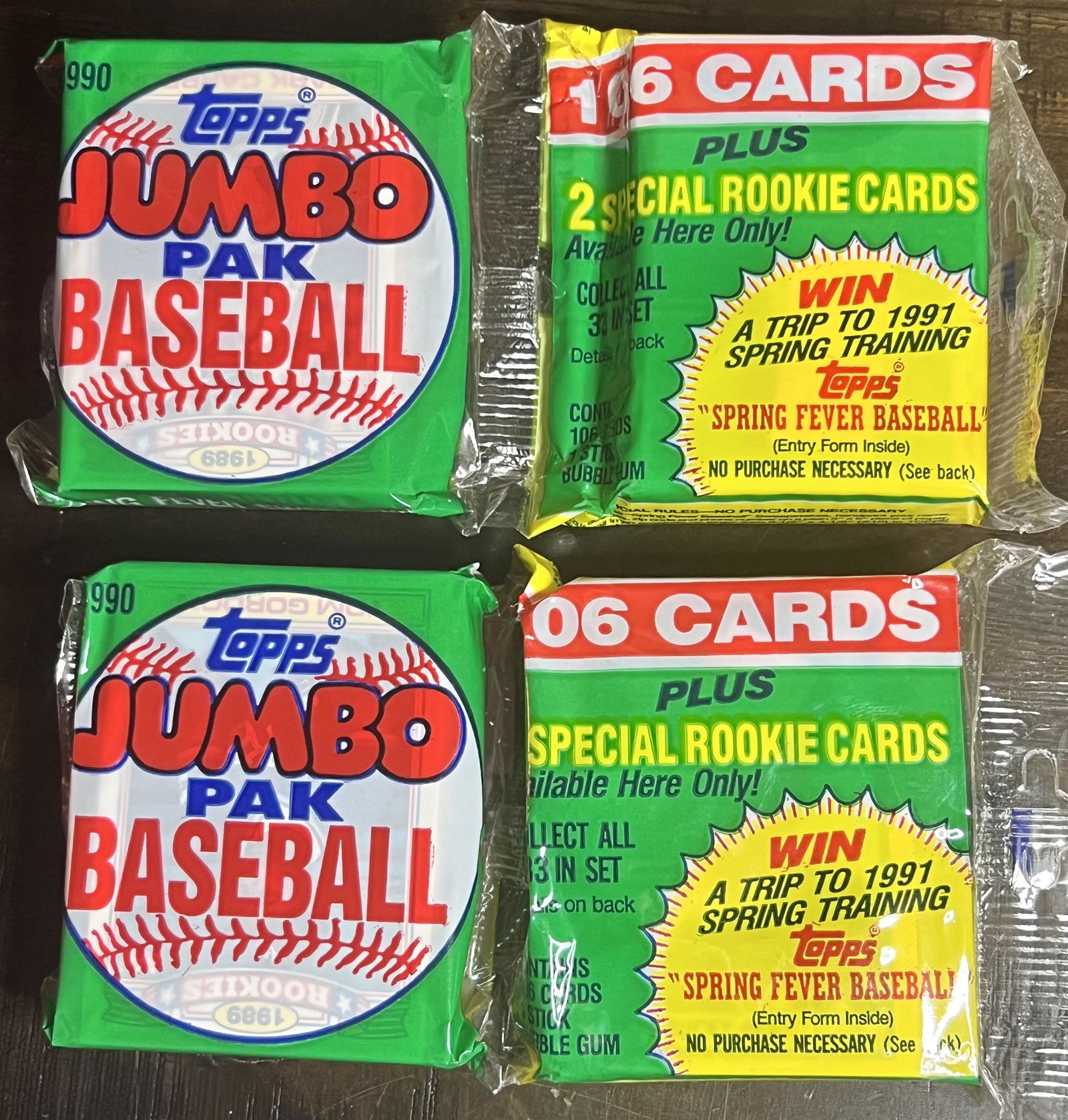(2) 1990 TOPPS BASEBALL JUMBO RACK PACK UNOPENED (1 of 2)