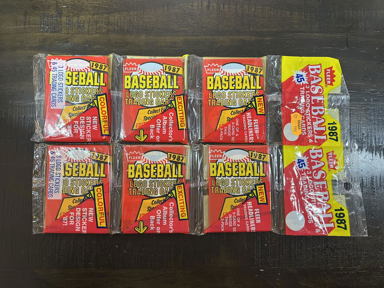 (2) 1987 Fleer Baseball Wax Rack Packs ~ Red (1 of 2)