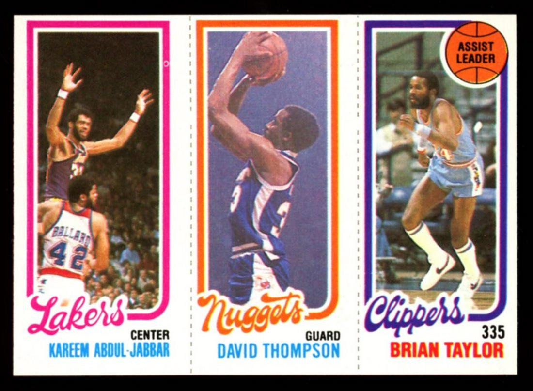 1980 Topps Basketball Kareem Abdul-Jabbar / David Thompson / Brian Taylor NM: 1980 Topps Basketball Kareem Abdul-Jabbar / David Thompson / Brian Taylor NM