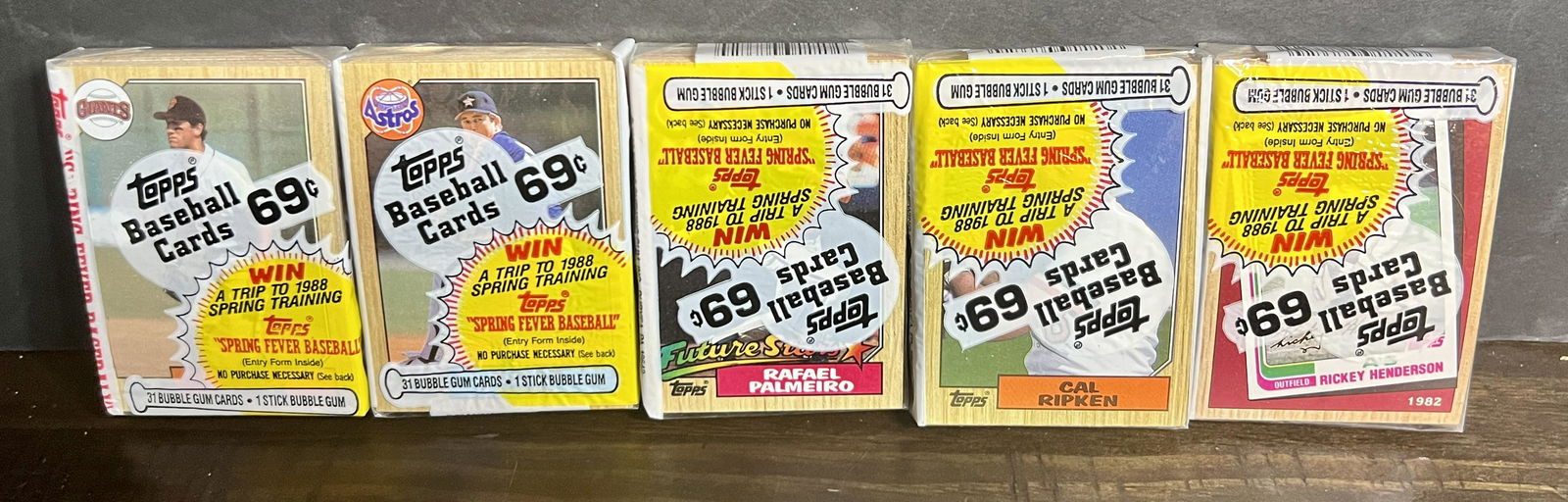 1987 TOPPS BASEBALL CELLO PACKS ~ LOT OF 5 ~ NOLAN RYAN / RAFAEL PALMEIRO / CAL RIPKEN TOPS! (1 of 6)