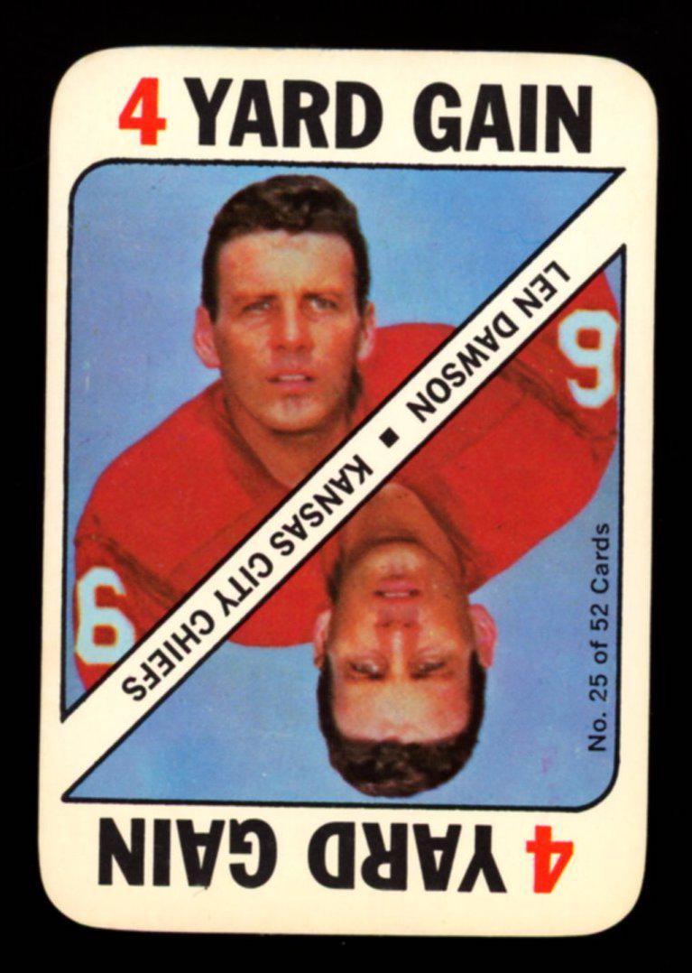 1971 Topps Len Dawson 4 Yard Gain #25 Game Card (1 of 2)