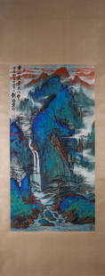 A Chinese landscape painting, Liu Haisu mark: 137Ã—69cm