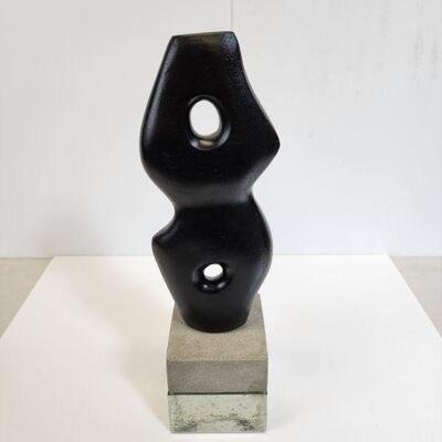 Contemporary Modern Signed Stone Figural Sculpture on Glass Base (1 of 4)