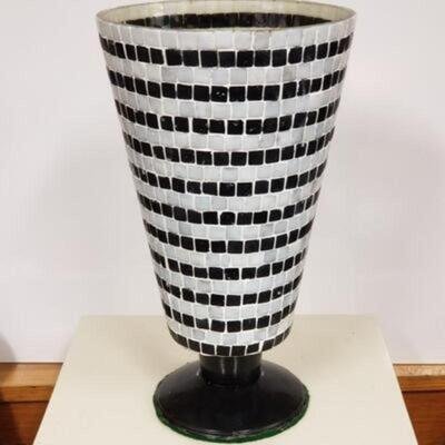 Large Mid-Century Art Glass Vase featuring a Unique Tile Design (1 of 1)
