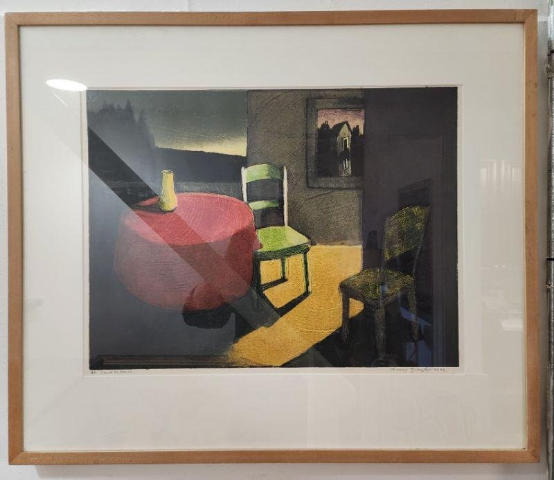 Treacy Ziegler Signed Expressionist Mono-Print of Artist Proof " View of the Atlantic" Circa 2001: Treacy Ziegler Signed Expressionist Lithograph of Artist Proof " View of the Atlantic" Circa 2001...a celebrated American artist who portrays lugubrious landscapes, suggestive still lifes and redolent