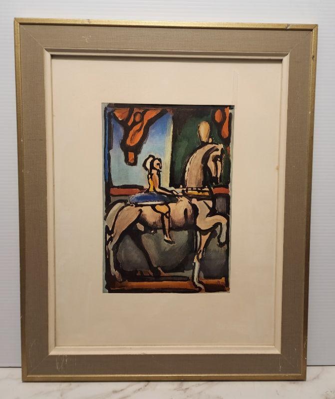 Georges Rouault Expressionist Lithograph Entitled "The Little Equestrian" from the Cirque Series,: Georges Rouault Expressionist Lithograph Entitled "The Little Equestrian" from the Cirque Series, 1938... Georges Henri Rouault (1871-1958) was a French painter, draftsman, and pri