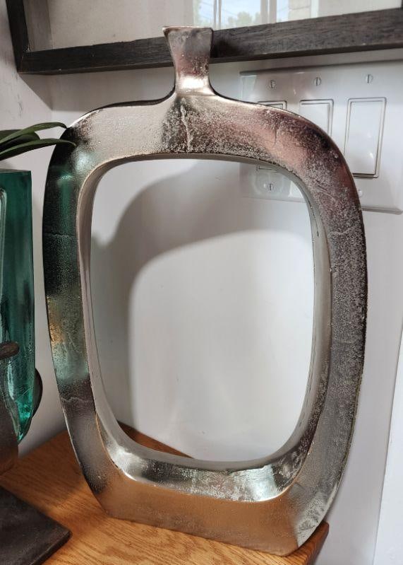 Striking Large Mid-Century Sculptural Metal Vase w/ Silver Finish (1 of 1)