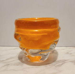 Small Vintage Czechoslovakian Heavy Art Glass Vase / Brilliant Orange Interior Color: Small Vintage Czechoslovakian Art Glass Vase / Brilliant Orange Interior Color ... Czech art glass is well-recognized and has remarkable quality and a strength and stability that make it ideal for cut