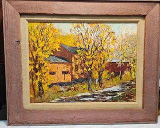 Harry Russell Ballinger Vivid Impasto-Style Impressionist Oil Painting of Richly Colored Fall Scene: Harry Russell Ballinger Vivid Impasto-Style Impressionist Oil Painting of Richly Colored Fall SceneHarry Russell Ballinger (1892 - 1993) lived in New Hartford, Connecticut and Rockport, Massachusetts.