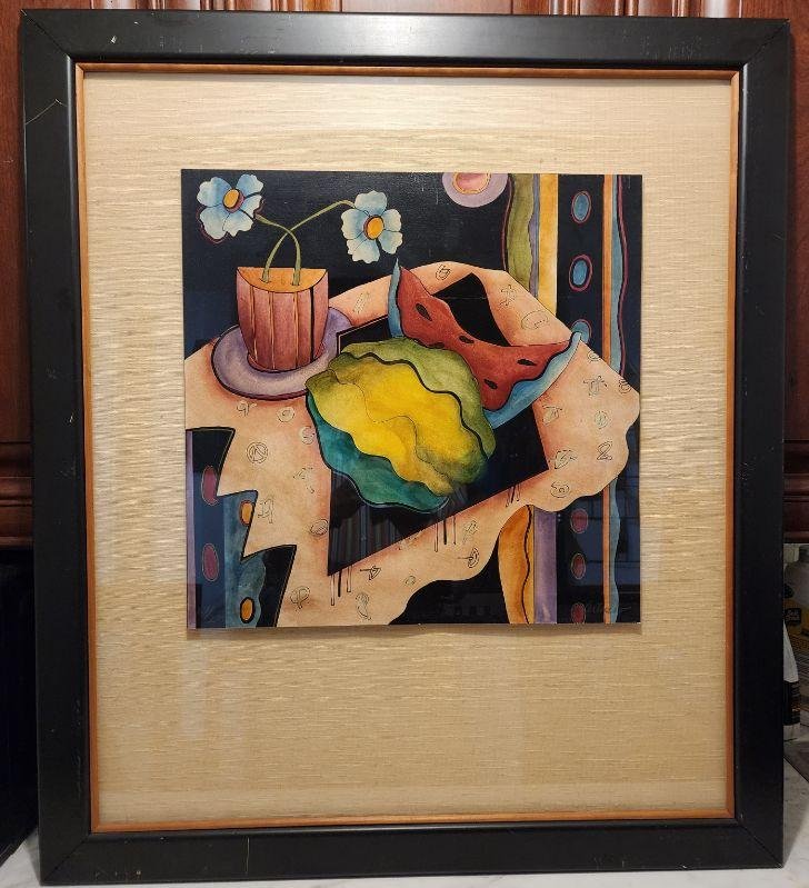 Laura Artusio Modernist Abstract Still Life Signed Lithograph w/ Unique Off-Center Mounting (1 of 3)