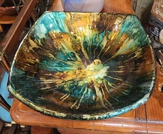 Large Vintage Multicolor Ceramic Art Bowl (1 of 1)