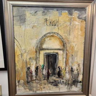 Diane Voyentzie Masterful Impressionist Painting of Zions Gate in Jerusalem w/ Bold Impasto Imagery: Diane Voyentzie a well-recognized Connecticut artist, with many different styles and projects, has been involved in a variety of aspects of art for four decades, including teaching, and private commis