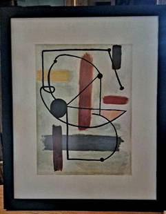 Joan Miro Abstract Lithograph Poster of 1931 "Female Torso". Original in Philadelphia Museum of Art,: Joan Miro Mid-Century Intriguing Abstract Vintage Lithograph of 1931 work "Female Torso" that was published by The New York Graphic Society. The Philadelphia Museum of Art that houses the Collection o