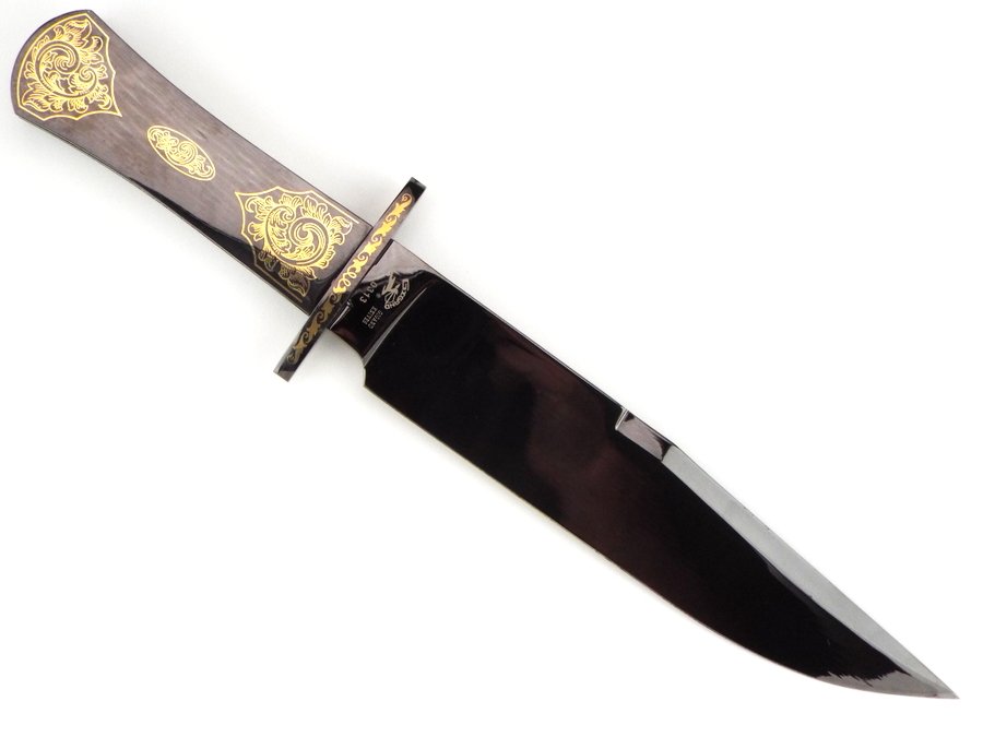 Mint American Highly Decorated Bowie Knife JIM BOWIE Portrait Etched on Blade (1 of 19)