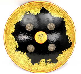 Museum Quality Very Large 19th C. Mughal Indian Royalty Shield, Rajasthan, Udaipur. Exceptional
