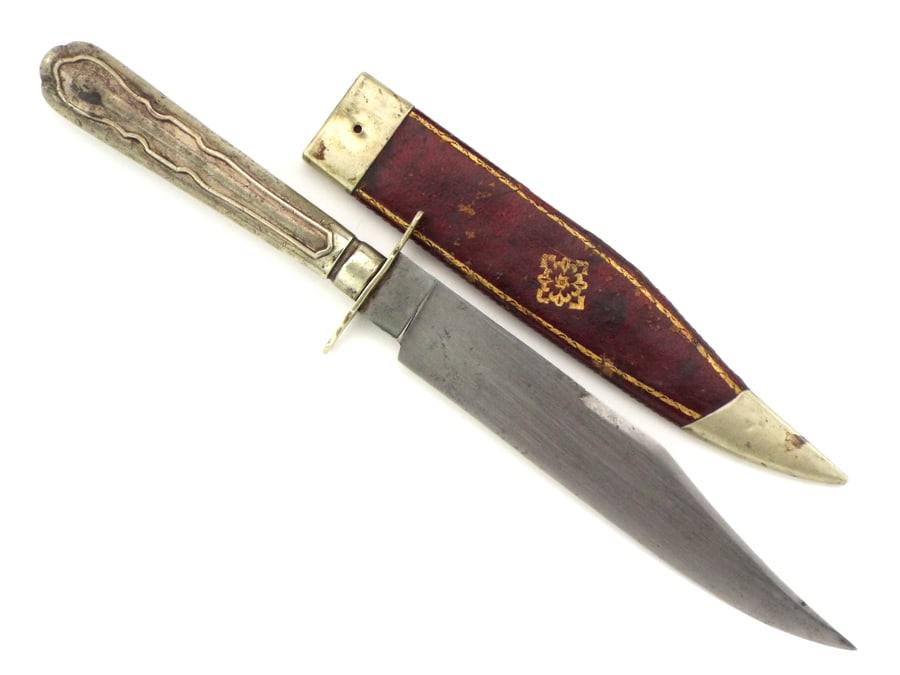 Nice English Bowie Knife Dagger by J.HUDSON SHEFFIELD Original Leather Scabbard (1 of 16)