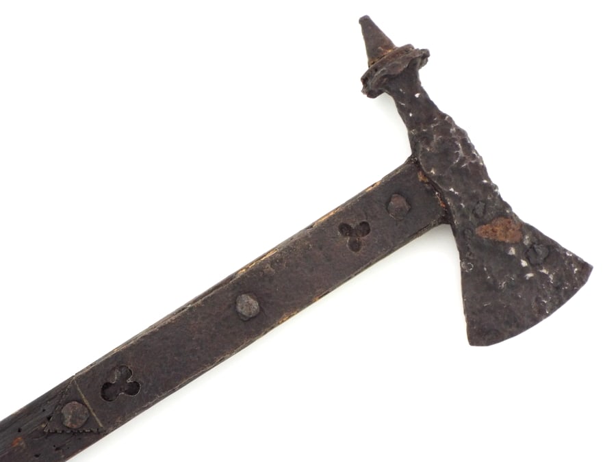 Rare Excavated Medieval era Polish or Hungarian Horsemans Battle Axe War Hammer, Interesting Carved (1 of 17)