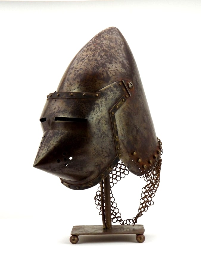 Very Nice Gothic German Pigface BASCINET Knights Helmet of 14th-15th C. Style with Strong (1 of 19)